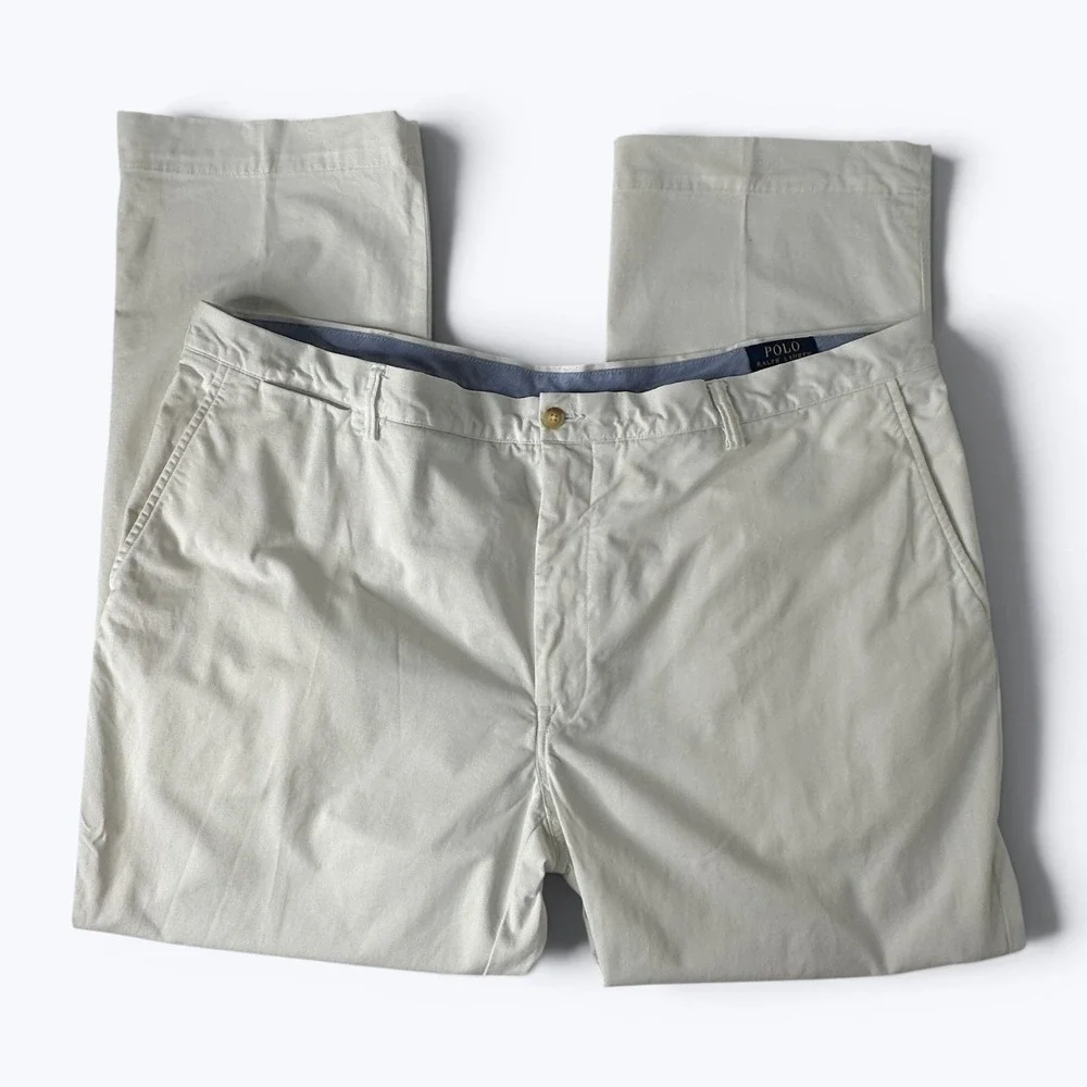 Polo Ralph Lauren Stretch Classic Fit Chino Pants White Coastal Preppy Sz 46x32